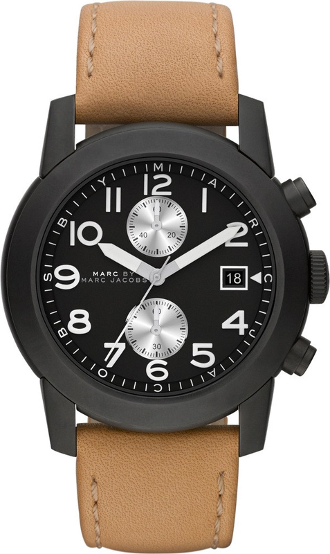 Buy Shop Marc Jacobs Larry Chronograph Black Dial Brown Leather Strap Watch for Men - MBM5053 USA Online