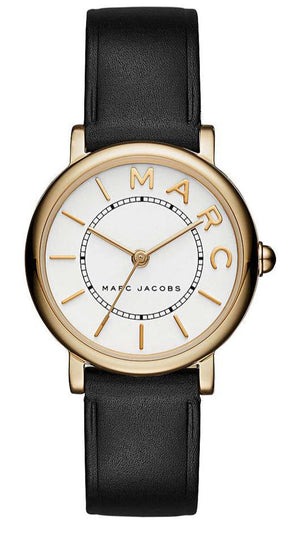 Marc Jacobs Roxy White Dial Black Leather Strap Watch for Women - MJ1537