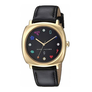 Buy Shop Marc Jacobs Mandy Black Dial Black Leather Strap Watch for Women - MJ1597 USA Online