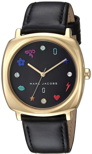 Buy Shop Marc Jacobs Mandy Black Dial Black Leather Strap Watch for Women - MJ1597 USA Online