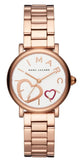 Marc Jacobs Classic White Dial Rose Gold Steel Strap Watch for Women - MJ3592