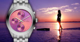 Buy Shop Marc Jacobs Peeker Chronograph Pink Dial Silver Steel Strap Watch for Women - MBM3372 USA Online