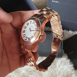 Buy Shop Marc Jacobs Rivera White Dial Rose Gold Steel Strap Watch for Women - MBM3138 USA Online