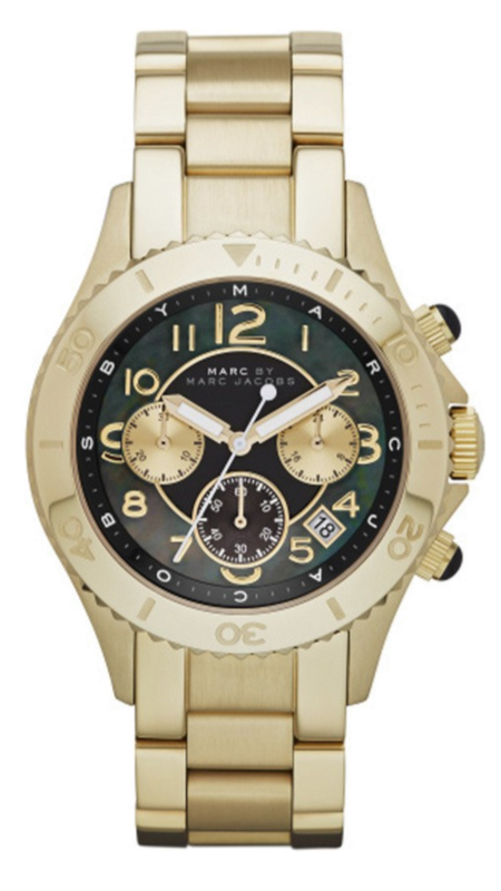 Buy Shop Marc Jacobs Rock Chronograph Black Dial Gold Steel Strap Watch for Women - MBM3253 USA Online