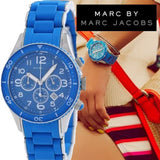 Buy Shop Marc Jacobs Rock Chronograph Blue Dial Blue Silicone Strap Watch for Women - MBM2575 USA Online