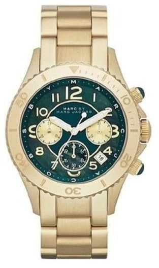 Buy Shop Marc Jacobs Rock Chronograph Green Dial Gold Steel Strap Watch for Women - MBM3252 USA Online