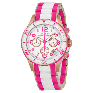 Buy Shop Marc Jacobs Rock Chronograph White Dial Two Tone Silicone Strap Watch for Women - MBM2593 USA Online
