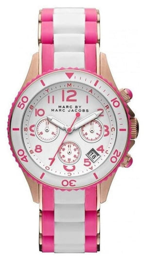 Buy Shop Marc Jacobs Rock Chronograph White Dial Two Tone Silicone Strap Watch for Women - MBM2593 USA Online
