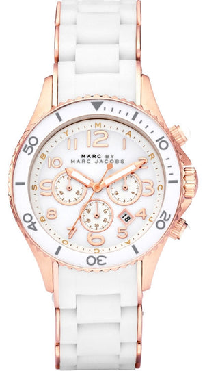 Buy Shop Marc Jacobs Rock Chronograph White Dial White Silicone Strap Watch for Women - MBM2547 USA Online