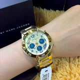 Buy Shop Marc Jacobs Rock Metal Chronograph Gold Dial Gold Steel Strap Watch for Men - MBM3158 USA Online