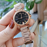 Buy Shop Marc Jacobs Roxy Black Dial Rose Gold Steel Strap Watch for Women - MJ3569 USA Online