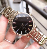 Buy Shop Marc Jacobs Roxy Black Dial Rose Gold Steel Strap Watch for Women - MJ3569 USA Online