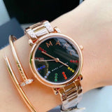 Buy Shop Marc Jacobs Roxy Black Dial Rose Gold Steel Strap Watch for Women - MJ3569 USA Online