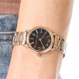 Buy Shop Marc Jacobs Roxy Black Dial Rose Gold Steel Strap Watch for Women - MJ3569 USA Online