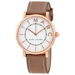 Buy Shop Marc Jacobs Roxy White Dial Cement Brown Leather Strap Watch for Women - MJ1533 USA Online
