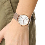 Buy Shop Marc Jacobs Roxy White Dial Cement Brown Leather Strap Watch for Women - MJ1533 USA Online