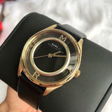 Buy Shop Marc Jacobs Tether Black Dial Black Leather Strap Watch for Women - MBM1376 USA Online