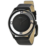 Marc Jacobs Tether Black Transparent Dial Black Leather Strap Watch for Women - MBM1379