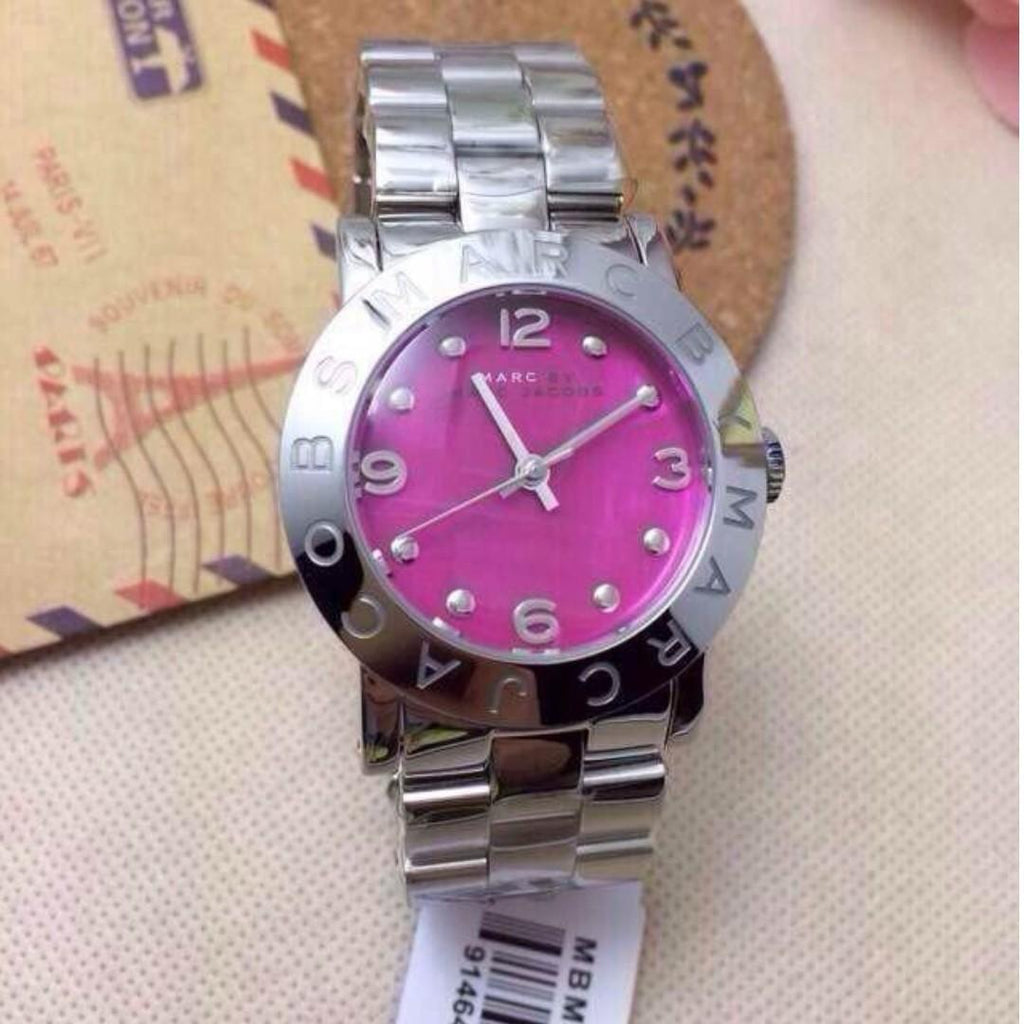Buy Shop Marc Jacobs Amy Pink Dial Silver Steel Strap Watch for Women - MBM8623 USA Online