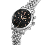 Buy Shop Maserati Epoca Chronograph Black Dial Silver Steel Strap Watch For Men - R8873618017 USA Online