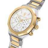 Buy Shop Maserati Stile Chronograph White Dial Two Tone Steel Strap Watch For Men - R8873642009 USA Online