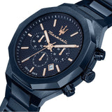 Buy Shop Maserati Stile Chronograph Blue Dial Blue Steel Strap Watch For Men - R8873642008 USA Online
