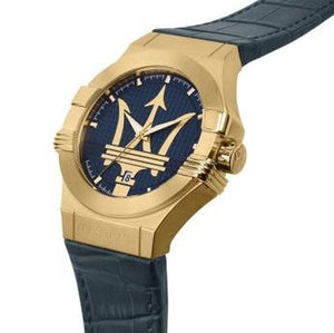 Buy Shop Maserati Potenza Blue Dial Blue Leather Strap Watch For Men - R8851108035 USA Online