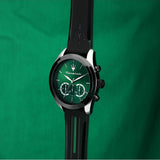Buy Shop Maserati Traguardo Chronograph Green Dial Black Silicone Strap Watch For Men - R8871612043 USA Online