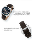 Buy Shop Maserati Attraction Limited Edition Chronograph Blue Dial Brown Leather Strap Watch for Men - R8851151003 USA Online