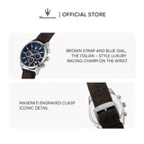 Buy Shop Maserati Attraction Limited Edition Chronograph Blue Dial Brown Leather Strap Watch for Men - R8851151003 USA Online