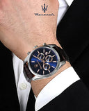Buy Shop Maserati Attraction Limited Edition Chronograph Blue Dial Brown Leather Strap Watch for Men - R8851151003 USA Online