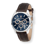 Buy Shop Maserati Attraction Limited Edition Chronograph Blue Dial Brown Leather Strap Watch for Men - R8851151003 USA Online