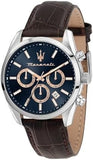 Buy Shop Maserati Attraction Limited Edition Chronograph Blue Dial Brown Leather Strap Watch for Men - R8851151003 USA Online