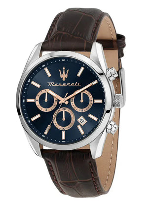 Buy Shop Maserati Attraction Limited Edition Chronograph Blue Dial Brown Leather Strap Watch for Men - R8851151003 USA Online