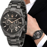Buy Shop Maserati Attrazione Chronograph Black Dial Black Steel Strap Watch for Men - R8853151001 USA Online