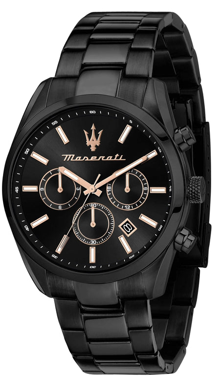 Buy Shop Maserati Attrazione Chronograph Black Dial Black Steel Strap Watch for Men - R8853151009 USA Online