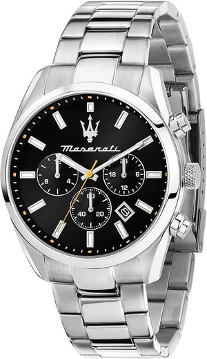 Buy Shop Maserati Attrazione Chronograph Black Dial Silver Steel Strap Watch for Men - R8853151010 USA Online