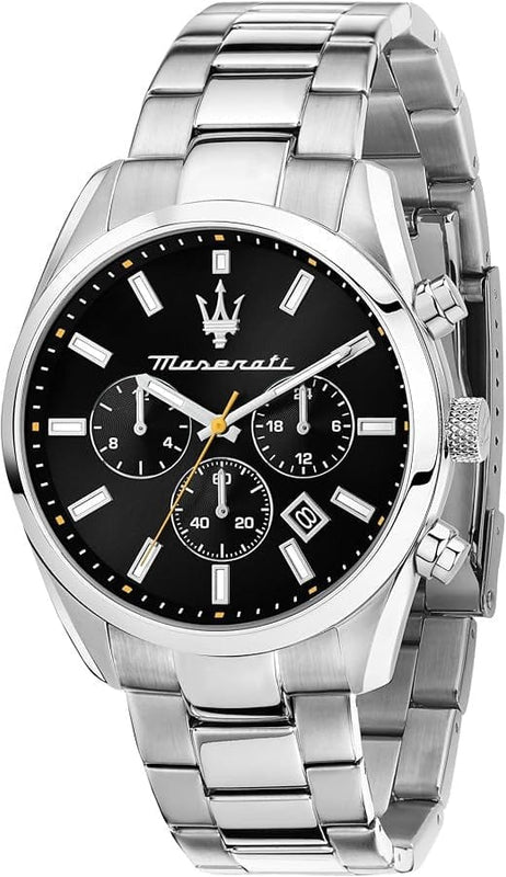 Buy Shop Maserati Attrazione Chronograph Black Dial Silver Steel Strap Watch for Men - R8853151010 USA Online