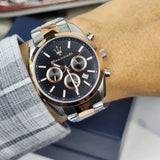 Buy Shop Maserati Attrazione Chronograph Black Dial Two Tone Steel Strap Watch for Men - R8853151002 USA Online
