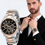 Buy Shop Maserati Attrazione Chronograph Black Dial Two Tone Steel Strap Watch for Men - R8853151002 USA Online