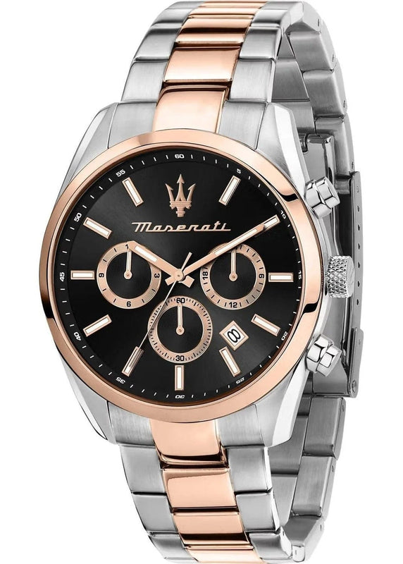 Buy Shop Maserati Attrazione Chronograph Black Dial Two Tone Steel Strap Watch for Men - R8853151002 USA Online