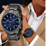 Buy Shop Maserati Attrazione Chronograph Blue Dial Grey Steel Strap Watch for Men - R8853151012 USA Online