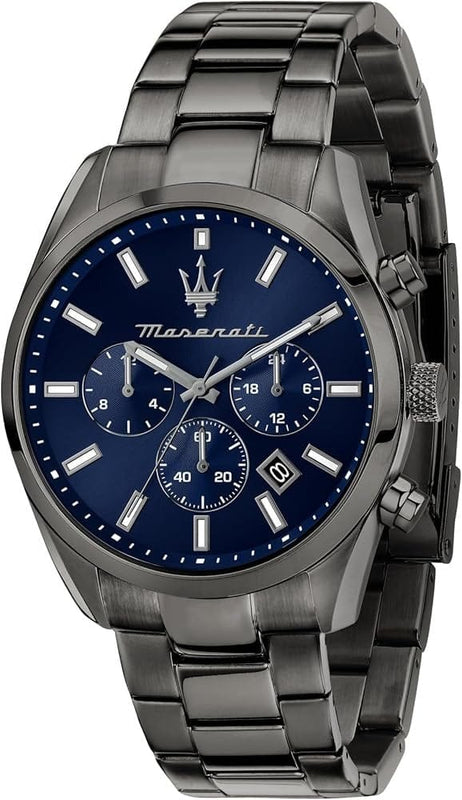 Buy Shop Maserati Attrazione Chronograph Blue Dial Grey Steel Strap Watch for Men - R8853151012 USA Online