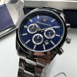 Buy Shop Maserati Attrazione Chronograph Blue Dial Silver Steel Strap Watch for Men - R8853151005 USA Online