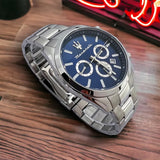 Buy Shop Maserati Attrazione Chronograph Blue Dial Silver Steel Strap Watch for Men - R8853151005 USA Online