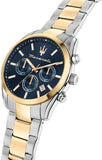 Buy Shop Maserati Attrazione Chronograph Blue Dial Two Tone Steel Strap Watch for Men - R8853151008 USA Online
