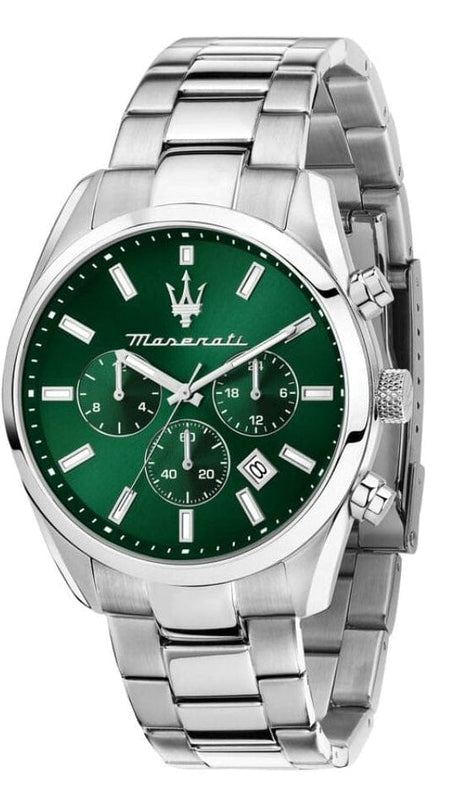 Buy Shop Maserati Attrazione Chronograph Green Dial Silver Steel Strap Watch for Men - R8853151011 USA Online