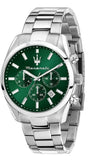 Buy Shop Maserati Attrazione Chronograph Green Dial Silver Steel Strap Watch for Men - R8853151011 USA Online
