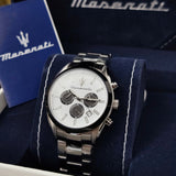 Buy Shop Maserati Attrazione Chronograph White Dial Silver Steel Strap Watch for Men - R8853151004 USA Online