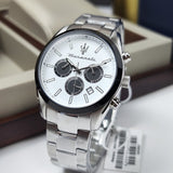 Buy Shop Maserati Attrazione Chronograph White Dial Silver Steel Strap Watch for Men - R8853151004 USA Online